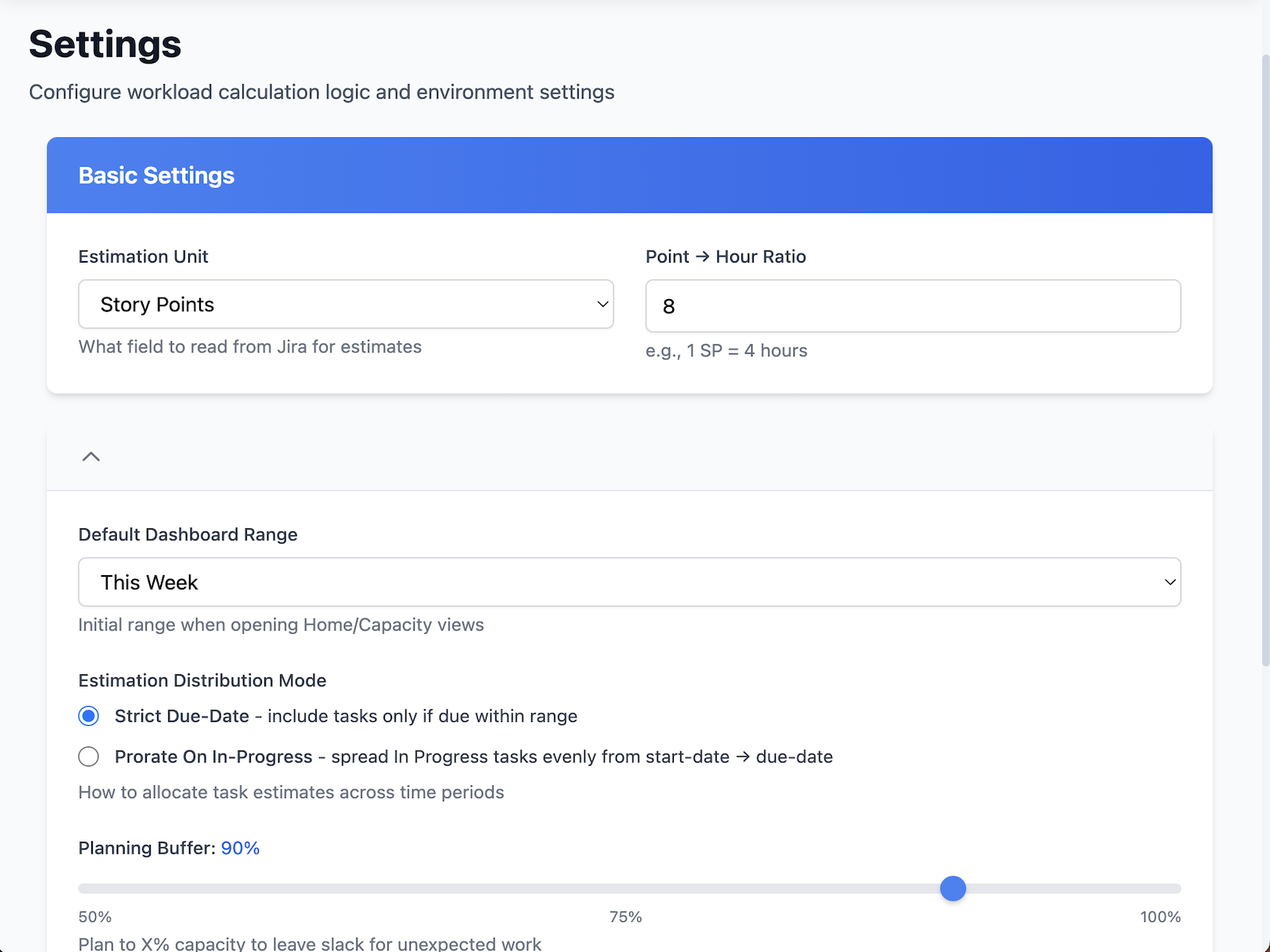 Settings Panel Screenshot